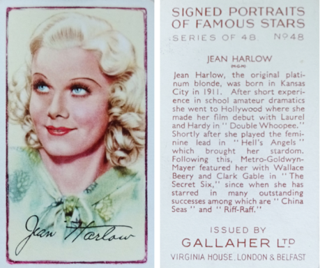 Gallaher Signed Portraits of Famous Film Stars
